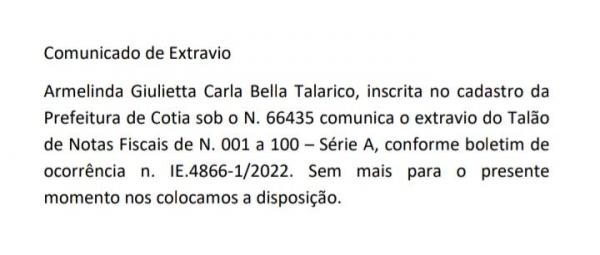 Comunicado de Extravio