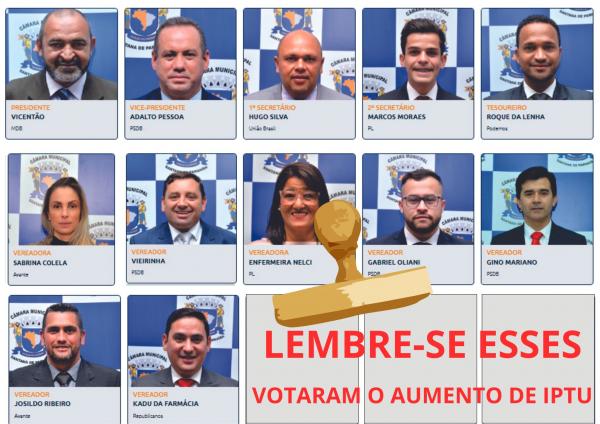 Vereadores votam contra o povo e aprovam aumento do IPTU, taxa do lixo e iluminação para 2024