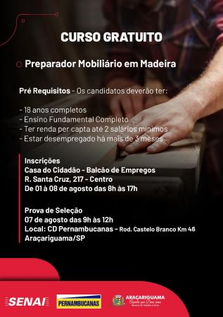 Senai e Pernambucanas oferecem curso gratuito e melhores alunos garantem o emprego na rede de loja.