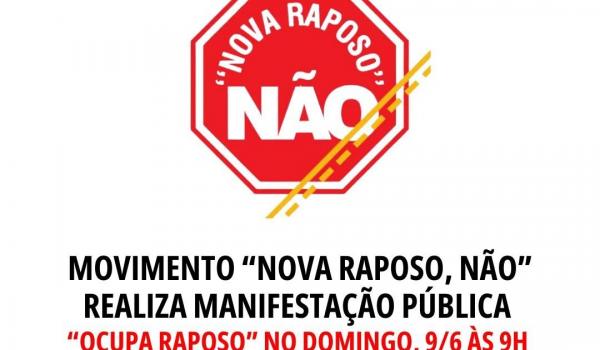 Movimento “Nova Raposo, Não”  vai realizar grande manifestação nesse próximo domingo