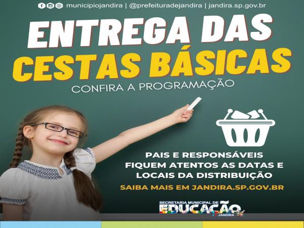Secretaria da Educação de Jandira começa distribuição de cestas básicas, com itens da merenda escolar, a partir da próxima terça, dia 22 de Junho