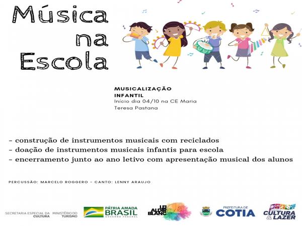  Alunos da creche do Jardim Cláudio participarão do projeto ‘Música na Escola’
