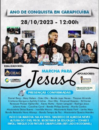 Marcha para Jesus de Carapicuíba será no dia 28 de outubro